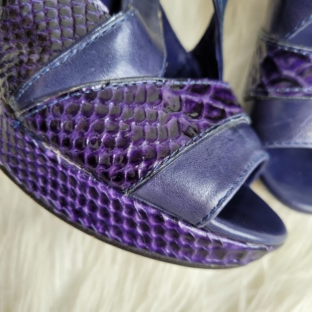 Tory Burch Purple Chunky Embossed Deidre Heels